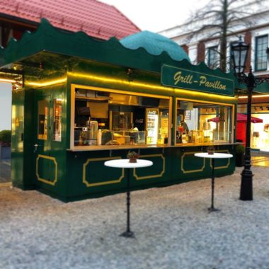 Verkaufsstand Verkaufskiosk Foodcontainer Pavillon Kiosk Imbissstand Imbiss Grillstation Grillstand